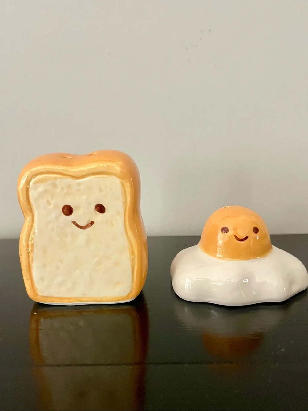 Salt & Pepper Shakers - Toast and Sunny Side - Yellow & White